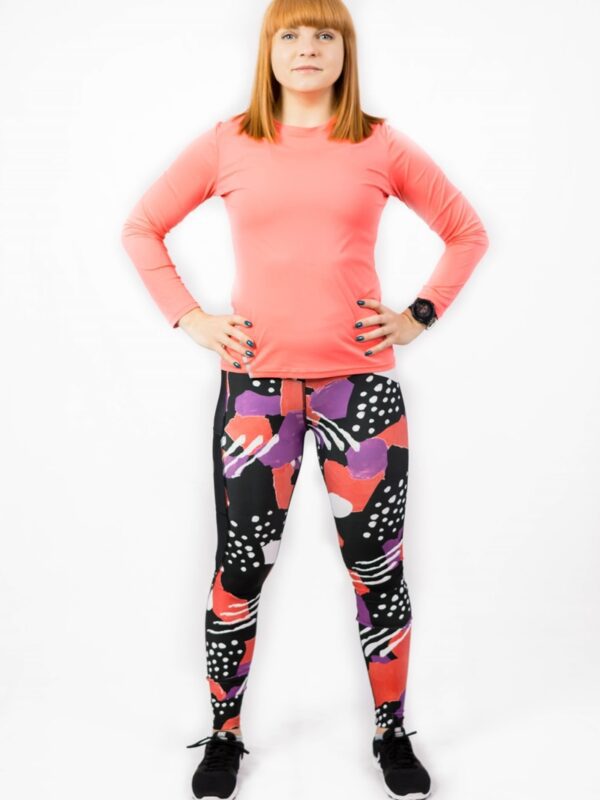 długie kolorowe legginsy sportowe do biegania dla kobiet floreski