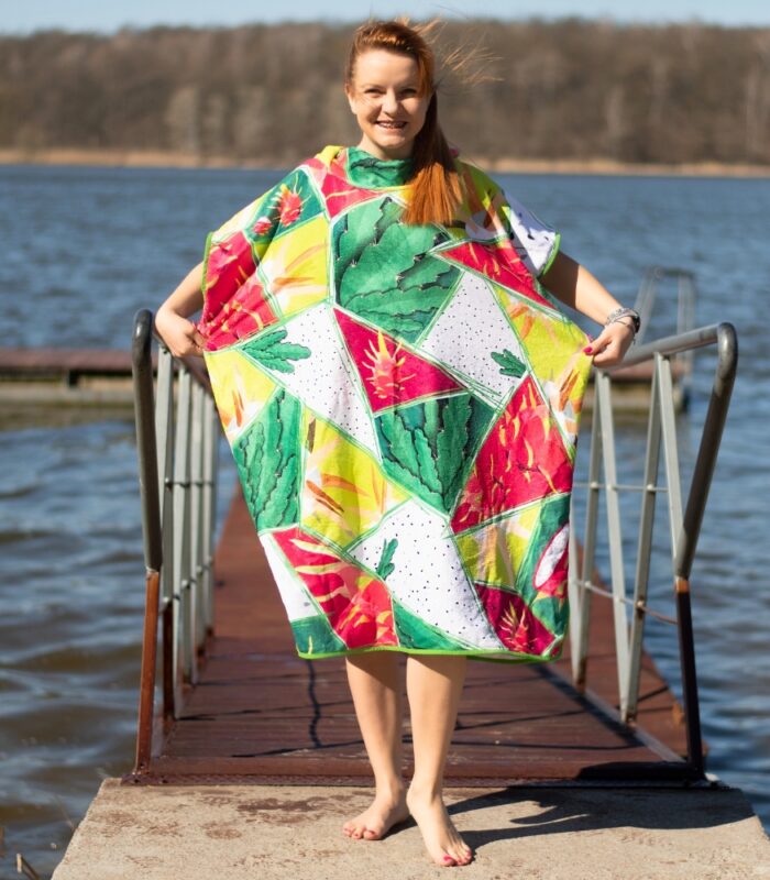 kolorowe poncho do morsowania Kaktus