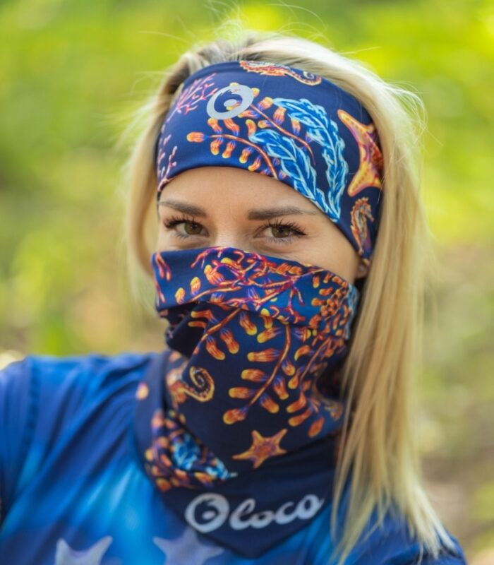 opaska sportowa na głowę kolorowa granatowa Rafa