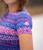 damska koszulka sportowa z krótkim rękawkiem fioletowo-różowa