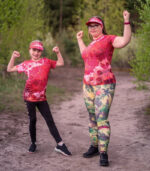 damska koszulka techniczna krótki rękaw maliny w śmietanie