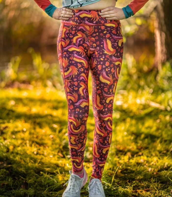 kolorowe legginsy damskie do biegania feniksy