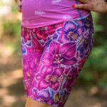 różowe legginsy do biegania z kieszonką na telefon orchidea