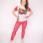 damskie legginsy sportowe długie różowe pitaja