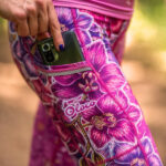 różowe legginsy do biegania z kieszonką na telefon orchidea