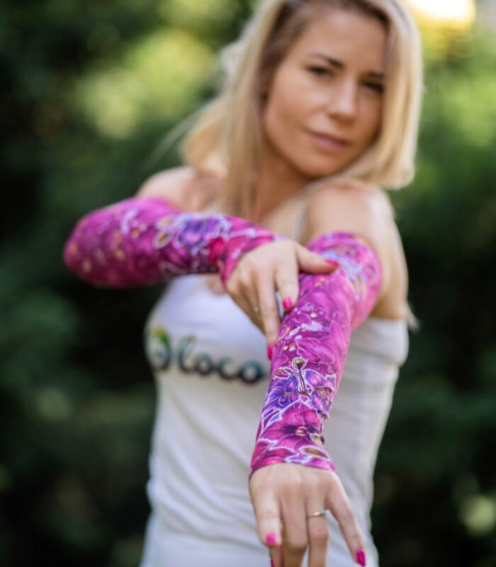 różowe rękawki sportowe orchidea