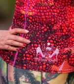 damska koszulka techniczna krótki rękaw maliny w śmietanie