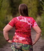 damska koszulka techniczna krótki rękaw maliny w śmietanie