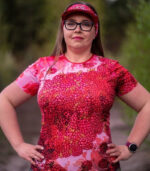 damska koszulka techniczna krótki rękaw maliny w śmietanie