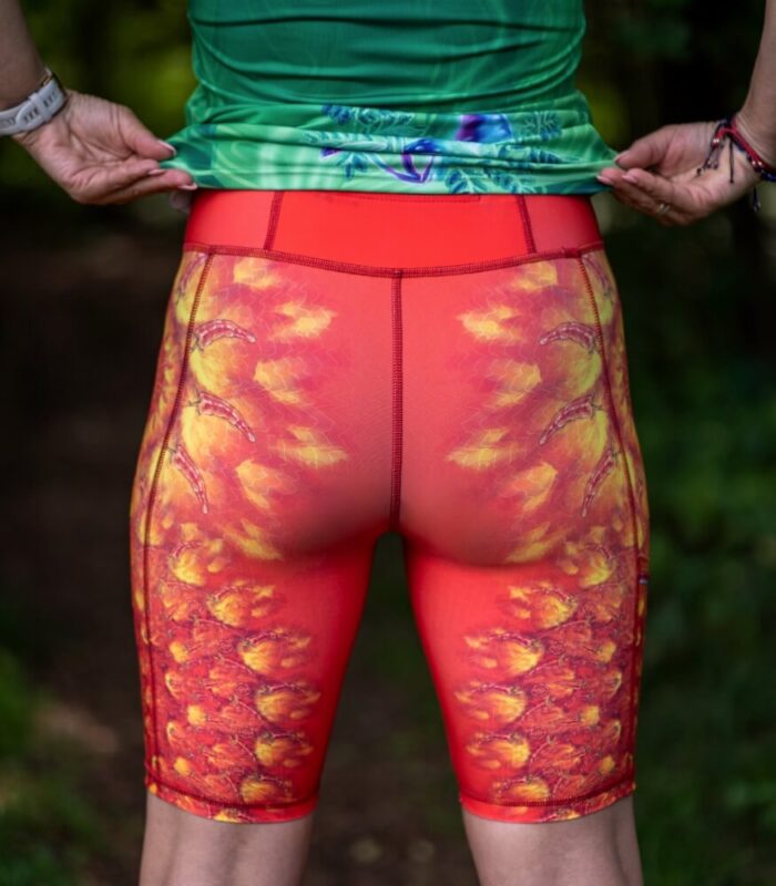 pomarańczowe krótkie legginsy kolarki papryczki