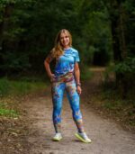 długie niebieskie legginsy do biegania Łąka