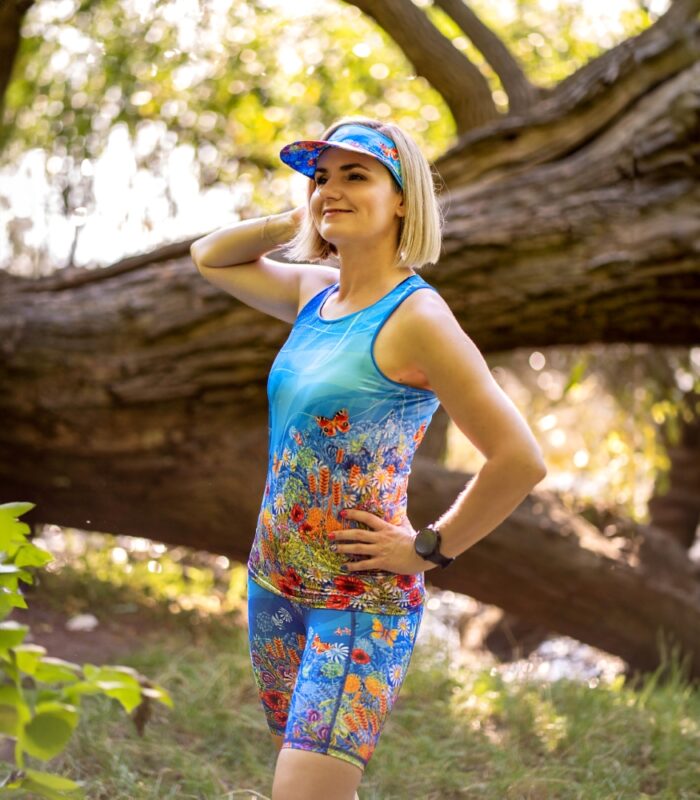 sportowa bokserka tanktop damski niebieski Łąka