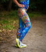 długie niebieskie legginsy do biegania Łąka