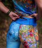 długie niebieskie legginsy do biegania Łąka