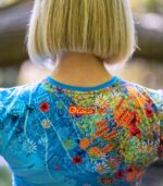 Damska koszulka sportowa niebieska łąka