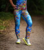 długie niebieskie legginsy do biegania Łąka