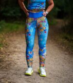 długie niebieskie legginsy do biegania Łąka