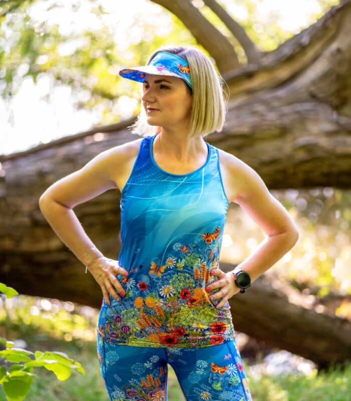 sportowa bokserka tanktop damski niebieski Łąka