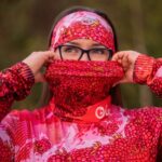 różowy komin opaska maliny w śmietanie