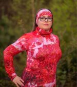 różowy komin opaska maliny w śmietanie