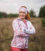 biało-czerwona sportowa bluza zapinana damska