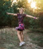 kolorowa sportowa spódniczka ze spodenkami floreski