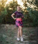 kolorowa sportowa spódniczka ze spodenkami floreski