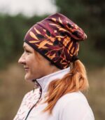 bordowa czapka dwustronna z wycięciem na kitkę oliwki