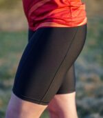 czarne legginsy sportowe krótkie kolarki bikery z kieszonką na telefon