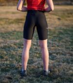 czarne legginsy sportowe krótkie kolarki bikery z kieszonką na telefon