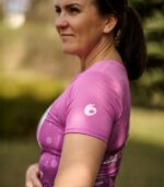 damska koszulka techniczna do biegania fioletowa jeżyna