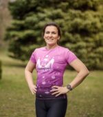 damska koszulka techniczna do biegania fioletowa jeżyna