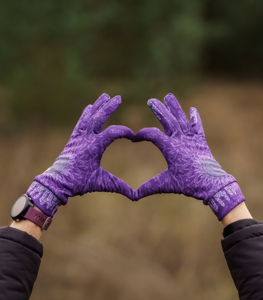 fioletowe rękawiczki sportowe damskie lawenda