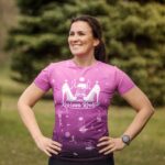 damska koszulka techniczna do biegania fioletowa jeżyna