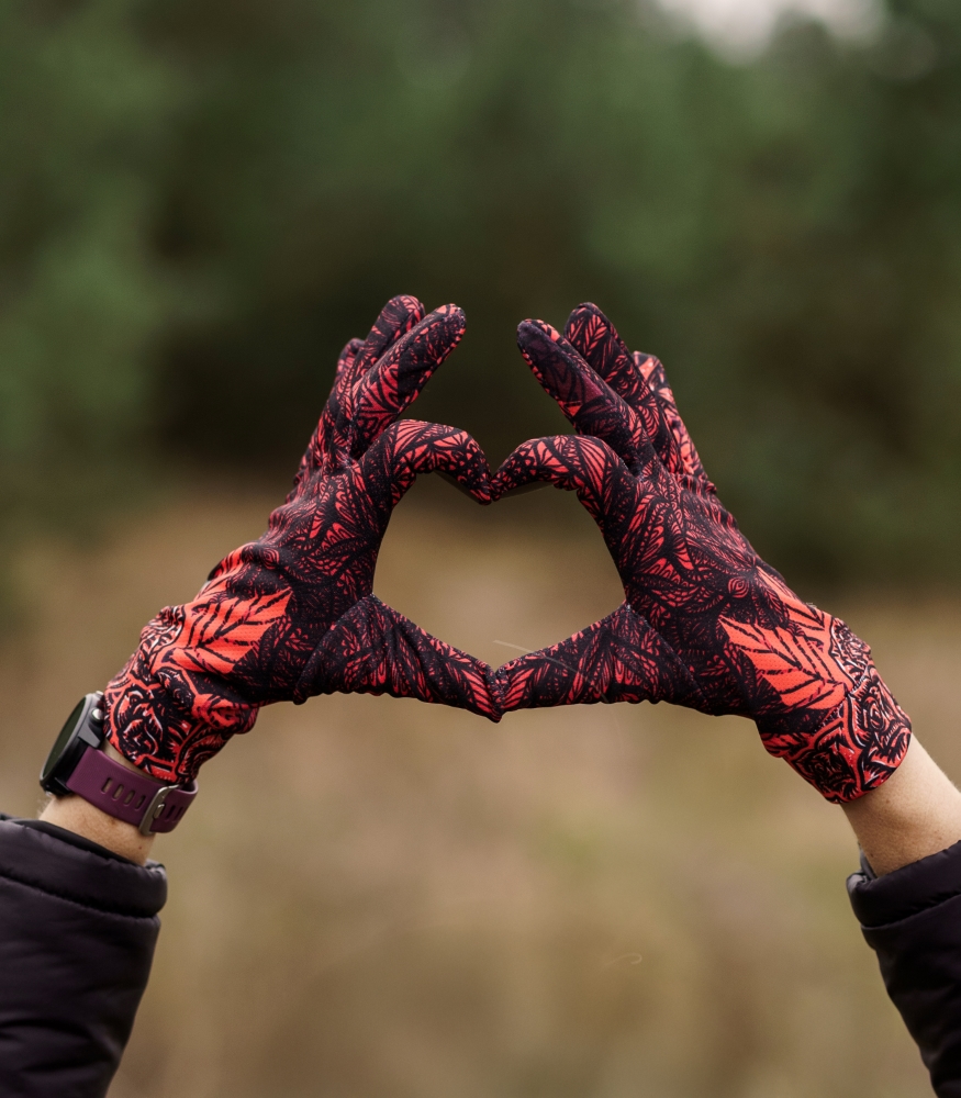 czerwona rękawiczki sportowe damskie róże