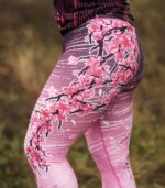legginsy sportowe damskie różowe sakura