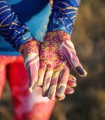 żółte rękawiczki sportowe damskie skowronek