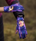 fioletowe rękawiczki sportowe damskie sowy