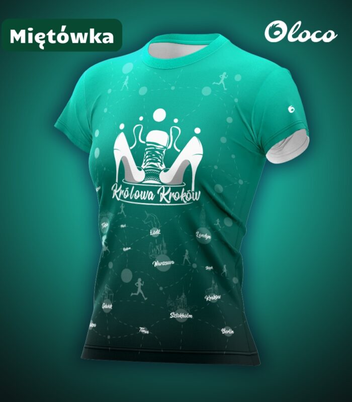 zielona koszulka techniczna Królowa kroków miętówka