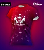 czerwona koszulka techniczna Królowa kroków śliwka