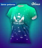 zielona niebieska koszulka techniczna Królowa kroków zorza polarna