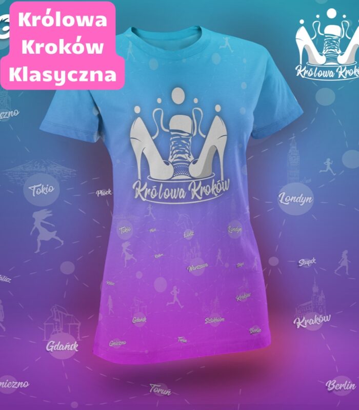 koszulka niebiesko różowa Królowa Kroków