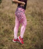 legginsy sportowe damskie różowe sakura