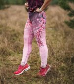 legginsy sportowe damskie różowe sakura