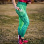 zielone legginsy sportowe z kieszonką na telefon Tequila