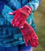 różowe czerwone rękawiczki sportowe damskie maliny w śmietanie