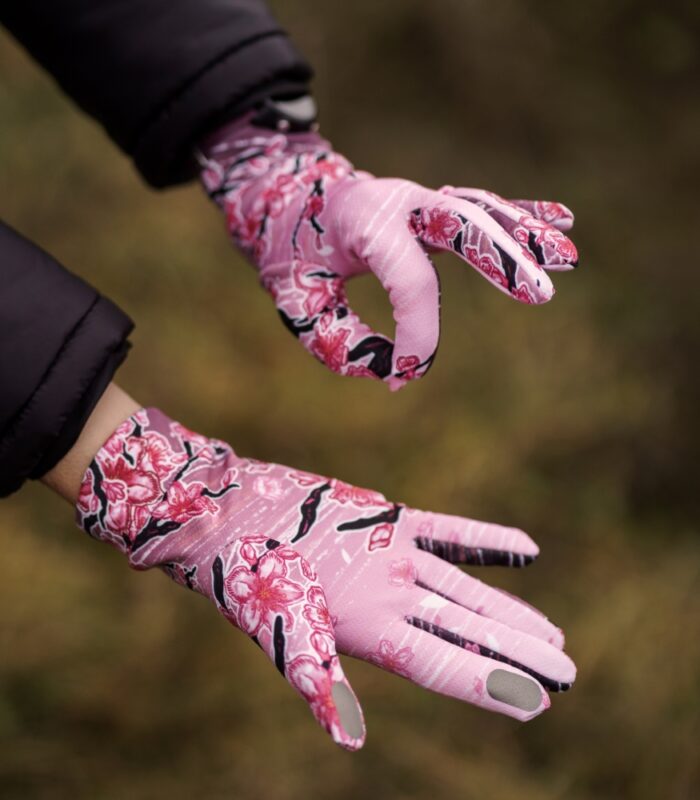 różowe rękawiczki sportowe damskie sakura