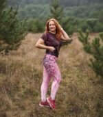 legginsy sportowe damskie różowe sakura