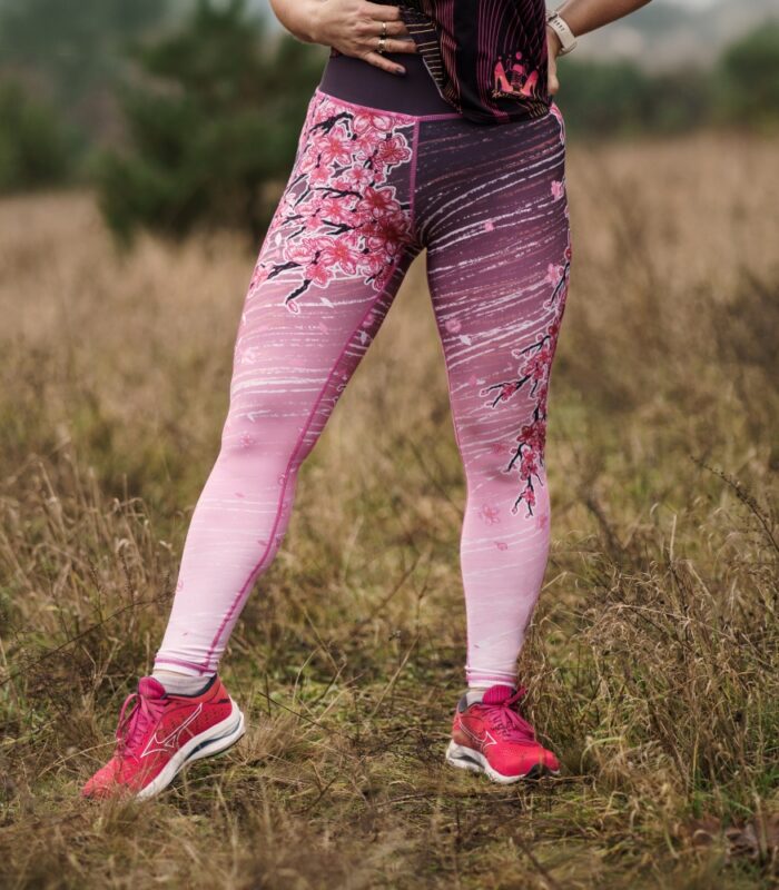 legginsy sportowe damskie różowe sakura
