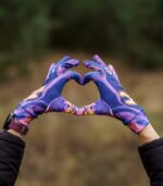 fioletowe rękawiczki sportowe damskie sowy